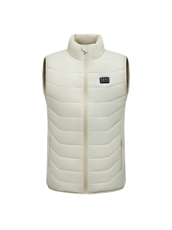 Men's Heated Vest Dual-ControlHeating Stand-Up Collar Zip-Front USB Rechargeable Warm Tech-Style Vest