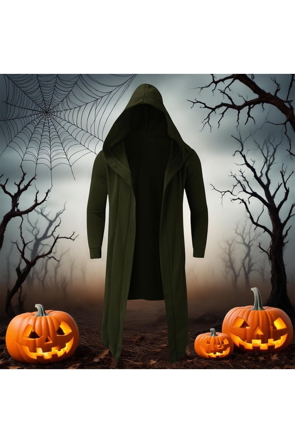 Men's Hooded Jacket Mid-Length Casual Coat with Pockets Long Sleeve Utility Casual Style