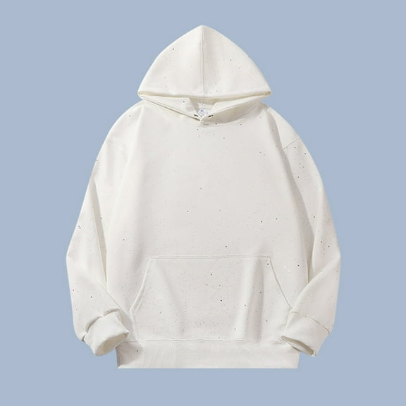 Yusimy Men's Hooded Sweatshirt Solid Color Long Sleeve Pullover Star Sequins Cotton Blend Streetwear Minimalist Futuristic vibes