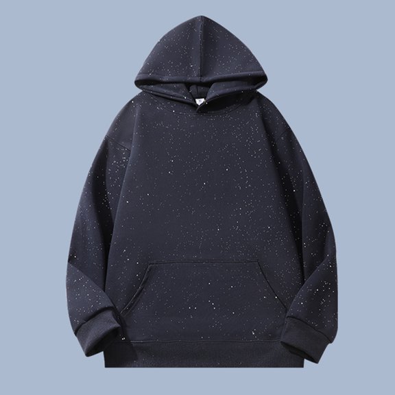 Yusimy Men's Hooded Sweatshirt Solid Color Long Sleeve Pullover Star Sequins Cotton Blend Streetwear Minimalist Futuristic vibes