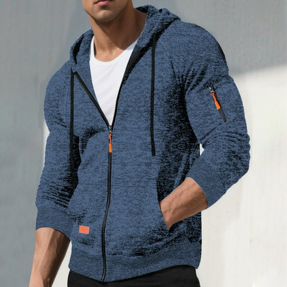 Yusimy Men's Hooded Sweatshirts Long Sleeve Zip Up Casual Sports Jersey Sweatshirts with Pockets