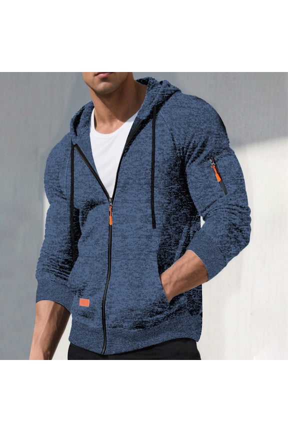 Men's Hooded Sweatshirts Long Sleeve Zip Up Casual Sports Jersey Sweatshirts with Pockets