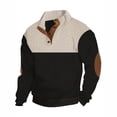 thumbnail image 1 of Yusimy Men's Hoodie Color Block Long Sleeve Stand Collar Jacquard Button Pullover Casual Streetwear, 1 of 5
