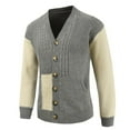 thumbnail image 1 of Yusimy Men's Knit Cardigan Color Block Long Sleeve V-Neck Casual Style Sweater Coat, 1 of 6