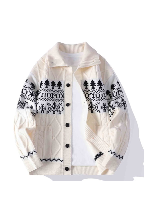 Men's Knit Sweater Casual Solid Color Button Crew Neck Elastic Long Sleeve Stand Collar Modern Fit