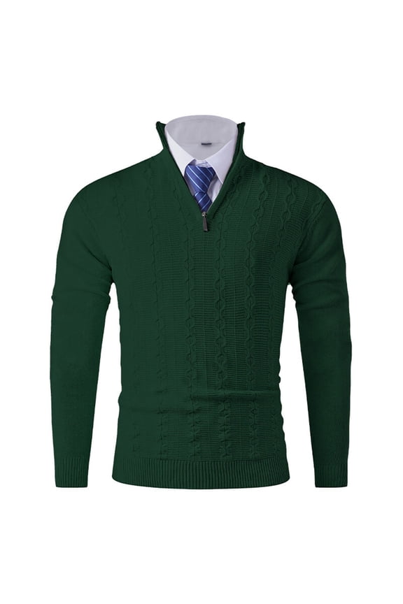 Men's Knit Sweater Solid Color Long Sleeve Stand Collar Half-Zip Pullover Urban Streetwear Modern Casual Contemporary Style