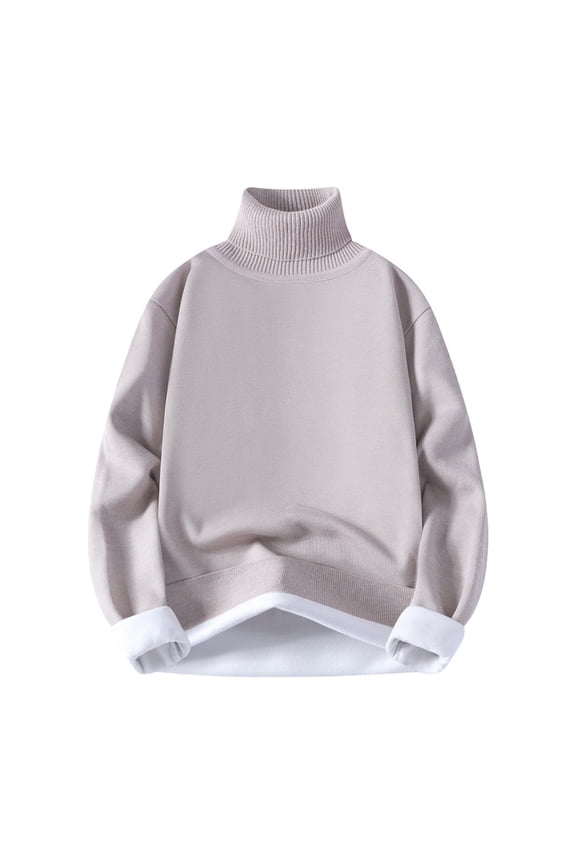 Men's Knitted Sweater Solid Color Buttons Cowl Neck Stretch Long Sleeve Stand Collar Casual