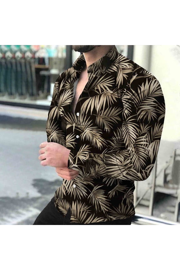 Men's Long Sleeve Hawaiian Shirt Collared Shirt Button-Down Shirt Vacation Shirt Print Long Sleeve Tropical Vacation Style