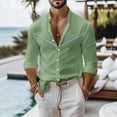 thumbnail image 1 of Yusimy Men's Long Sleeve Shirt Collar Shirt Button-Down Cardigan Solid Color Button-Front Closure Stand-Up Collar Classic Casual Style, 1 of 6