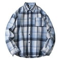 thumbnail image 1 of Yusimy Men's Long Sleeve Shirt Collared Shirt Button-Down Shirt Plaid Print Button Pockets Fashionable Casual Style, 1 of 4