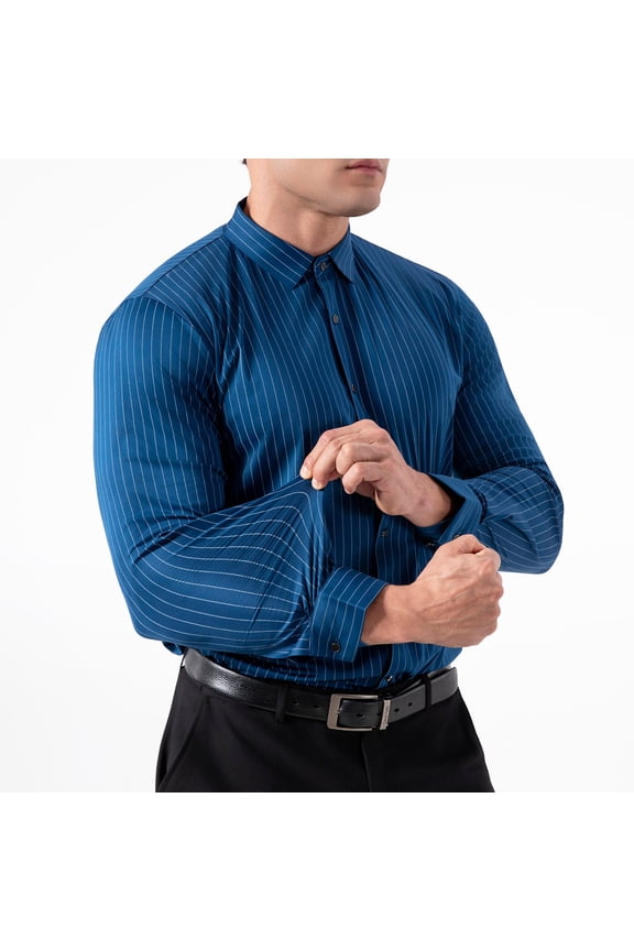 Men's Long Sleeve Shirt Collared Shirt Striped Shirt Wrinkle-Resistant Shirt Striped Pattern Button-Down Stretch Fabric Smart Casual Style