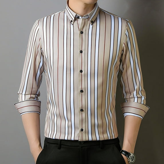 Yusimy Men's Long Sleeve Shirt Collared Shirt Wrinkle-Resistant Shirt Wrinkle-Resistant & Smooth Fabric Button-Down Smart Casual Style