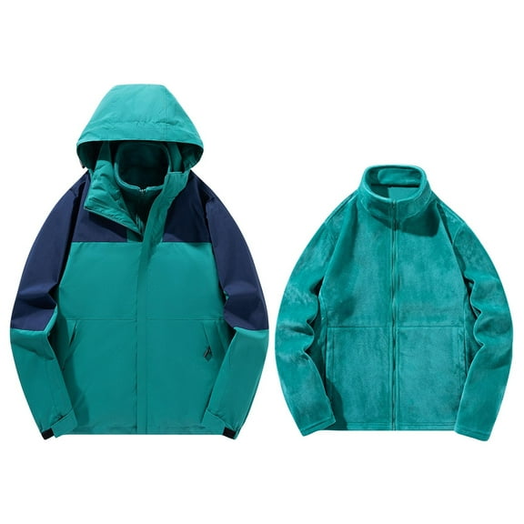Yusimy Men's Outdoor Jacket 3-in-1 Detachable Thermal Liner Zipper Pocket Long Sleeve Functional