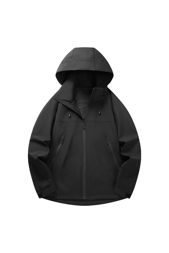 Men's Outdoor Windproof Waterproof Jacket Long Sleeve Hooded Jacket Sporty Style