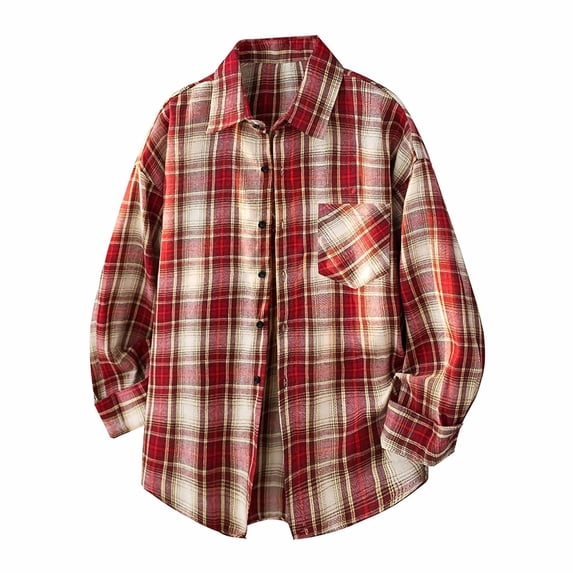 Yusimy Men's Plaid Flannel Button-Up, Long Sleeve Collar with Chest Pocket, Cotton Casual Shirt for Outdoor Hiking and Relaxed Weekend