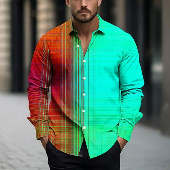 Yusimy Men's Printed Long Sleeve Shirt Casual Stylish Design Top