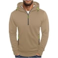 thumbnail image 1 of Yusimy Men's Pullover Hoodie Solid Color Half Zip Multiple Pockets Casual Utility, 1 of 4