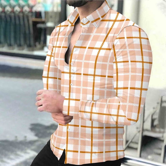 Yusimy Men's Shirt Long Sleeve Notched Collar Glossy Finish Button Front Fashionable Trendy Casual Wear