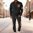 thumbnail image 1 of Yusimy Men's Solid Color 2-Piece Button-Down Half-Zip Set Long Sleeve Drawstring Pants Casual Sports, 1 of 8