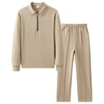 thumbnail image 1 of Yusimy Men's Solid Color 2-Piece Button-Down Zip-Up Set Long Sleeve Drawstring Pants Casual Sports, 1 of 2