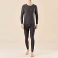 thumbnail image 1 of Yusimy Men's Solid Color 2-Piece Double-Sided Velvet Base Layer Set Stretchy Striped Long Sleeve Crew Neck Warm Thick, 1 of 5