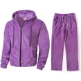 thumbnail image 1 of Yusimy Men's Solid Color 2-Piece Fuzzy Hoodie Set Zipper Pocket Long Sleeve Hooded Sweatshirt & Pants Casual Warm, 1 of 9