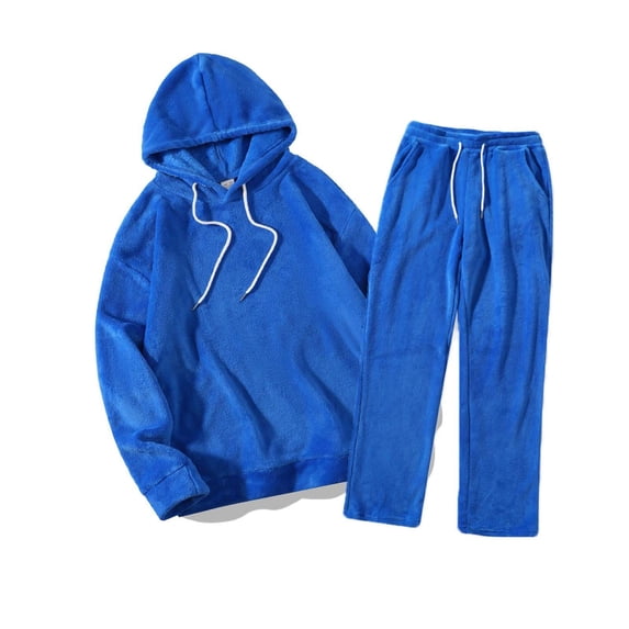 Yusimy Men's Solid Color 2-Piece Hoodie Jacket Set Long Sleeve Warm Stylish Casual Sweatshirt & Pants