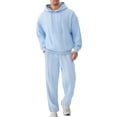 thumbnail image 1 of Yusimy Men's Solid Color 2-Piece Hoodie Set Double-Drawstring Pocket Long Sleeve Pants Casual Sports, 1 of 8