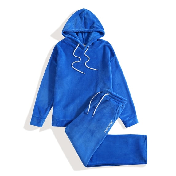 Yusimy Men's Solid Color 2-Piece Hoodie Set Double-Drawstring Pocket Long Sleeve Pants Casual Sports