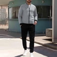 thumbnail image 1 of Yusimy Men's Solid Color 2-Piece Stand-Up Collar Hoodie Set Loose Zipper Pocket Drawstring Pants Long Sleeve Casual, 1 of 4