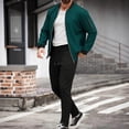 thumbnail image 1 of Yusimy Men's Solid Color 2-Piece Stand-Up Collar Outdoor Set Long Sleeve Breathable Elastic Waist Drawstring Pocket Regular Fit, 1 of 5
