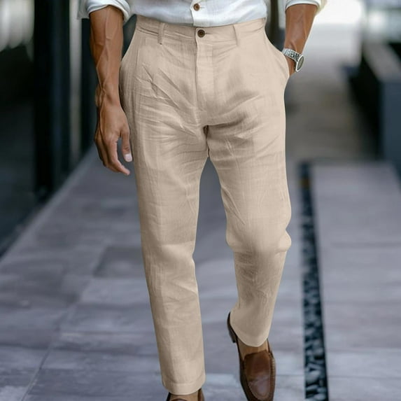 Yusimy Men's Solid Color Casual Loose-Fit Sport Pants Breathable Trendy Versatile Casual Style