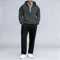 thumbnail image 1 of Yusimy Men's Solid Color Fleece-Lined 2-Piece Hoodie Cargo Set Long Sleeve Casual Sports Pants Warm, 1 of 8