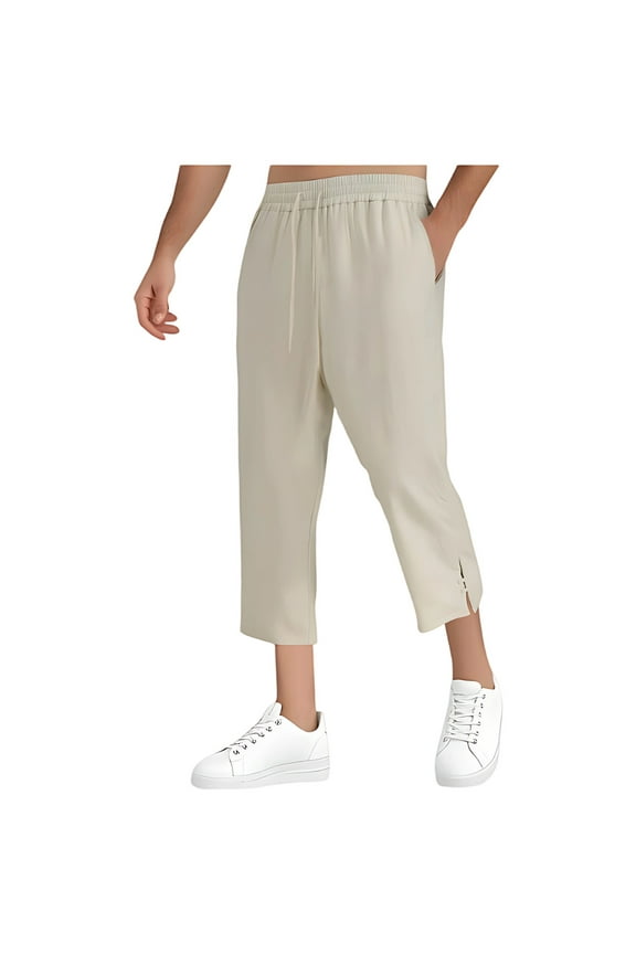 Men's Solid Color Jacquard Pants Drawstring Elastic Waist Casual Modern Urban Style