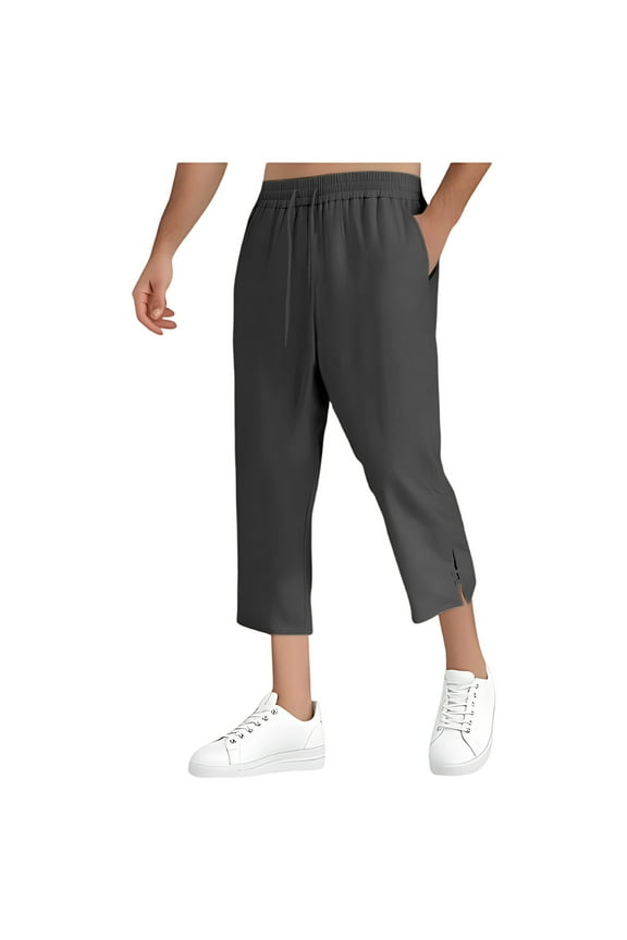 Men's Solid Color Jacquard Pants Drawstring Elastic Waist Casual Modern Urban Style