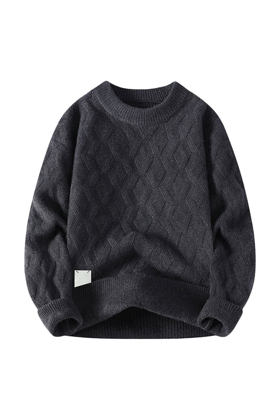 Men's Solid Color Knit Sweater Button Stack Collar Stretch Long Sleeve Stand Collar Casual
