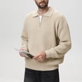 thumbnail image 1 of Yusimy Men's Solid Color Knit Sweater Zip-Front Cardigan Turn-Down Collar Long Sleeve Casual Style Warm, 1 of 8