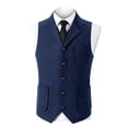 thumbnail image 1 of Yusimy Men's Solid Color Lapel Collar Single-Breasted Multi-Pocket Waistcoat Vest Formal Slim Fit Business Casual Style, 1 of 5
