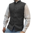 thumbnail image 1 of Yusimy Men's Solid Color Lapel Collar Single-Breasted Multi-Pocket Waistcoat Vest Formal Slim Fit Business Casual Style, 1 of 4