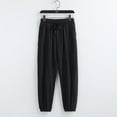 thumbnail image 1 of Yusimy Men's Solid Color Linen-Like Loose Fit Drawstring Waist Casual Sporty Tapered Cuff Cropped Pants with Pockets, 1 of 5