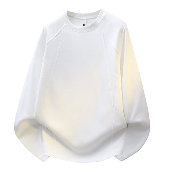 Yusimy Men's Solid Color Long Sleeve Shirt Crew Neck Pullover Fashionable Casual Top (Wear Alone)