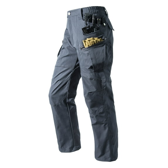 Yusimy Men's Solid Color Multi-Pocket Zipper Cargo Pants Waterproof Windproof Hiking Pants