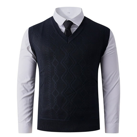 Yusimy Men's Solid Color Sleeveless V-Neck Knit Sweater Vest Pullover Lightweight Layering Piece Casual Fashion Style