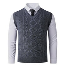 Yusimy Men's Solid Color Sleeveless V-Neck Knit Sweater Vest Pullover Lightweight Layering Piece Casual Fashion Style