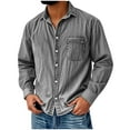 thumbnail image 1 of Yusimy Men's Solid Color Vintage Washed Button-Down Collar Zip-Front Long Sleeve Denim Shirt Jacket Casual Style, 1 of 4