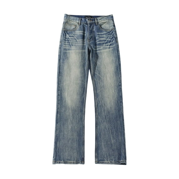 Yusimy Men's Solid Flared Denim Pants - Slim-Fit Fashion Casual Retro Daily Wear Jeans Trousers