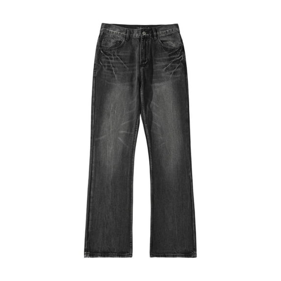 Yusimy Men's Solid Flared Denim Pants - Slim-Fit Fashion Casual Retro Daily Wear Jeans Trousers
