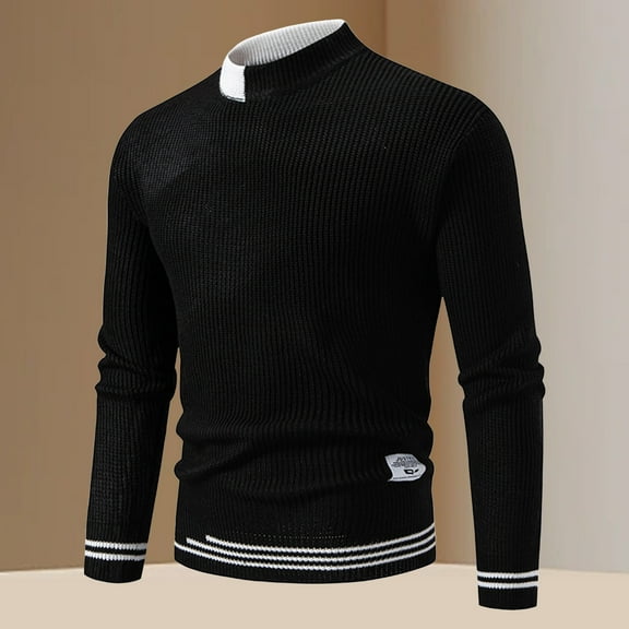 Yusimy Men's Solid Slim Knit Sweater Long Sleeve Round Neck Classic Modern Fit