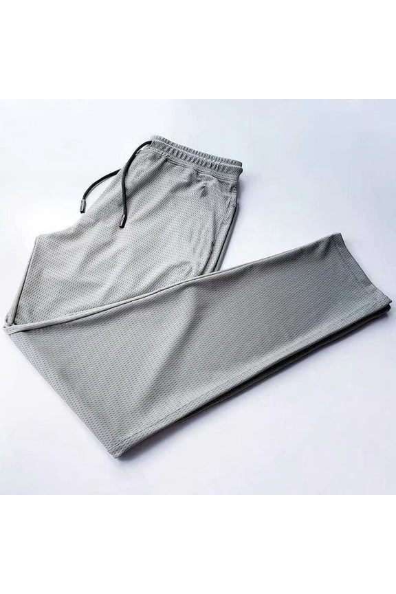 Men's Sport Casual Pants Summer Lightweight Loose-Fit Cooling Cropped Mesh Athletic Comfort Style