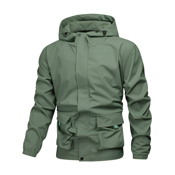 Yusimy Men's Sport Outdoor Hooded Jacket Casual Long Sleeve Versatile Zip-Front Jacket Sporty Casual Style
